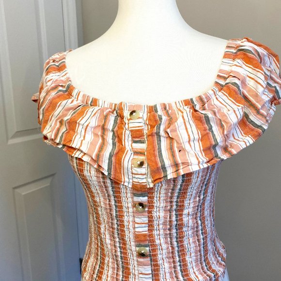 Cute off the Shoulders Striped Top - Picture 1 of 2